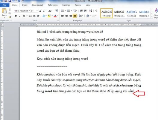 Bật mí 3 cách xóa trang trắng trong word cực dễ