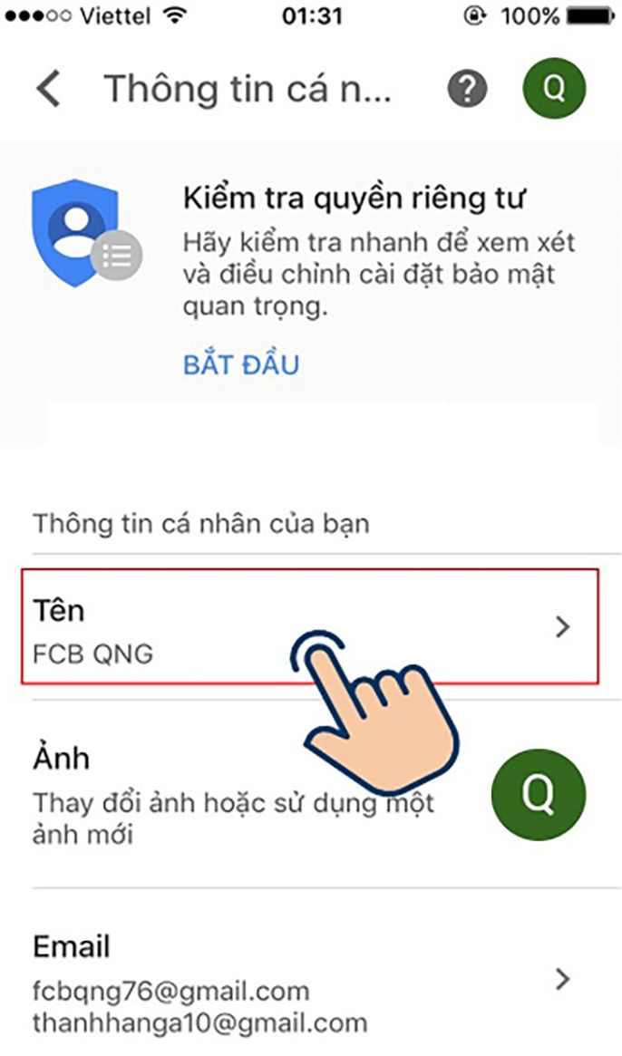 Hướng dẫn cách đổi tên gmail trên điện thoại nhanh chóng
