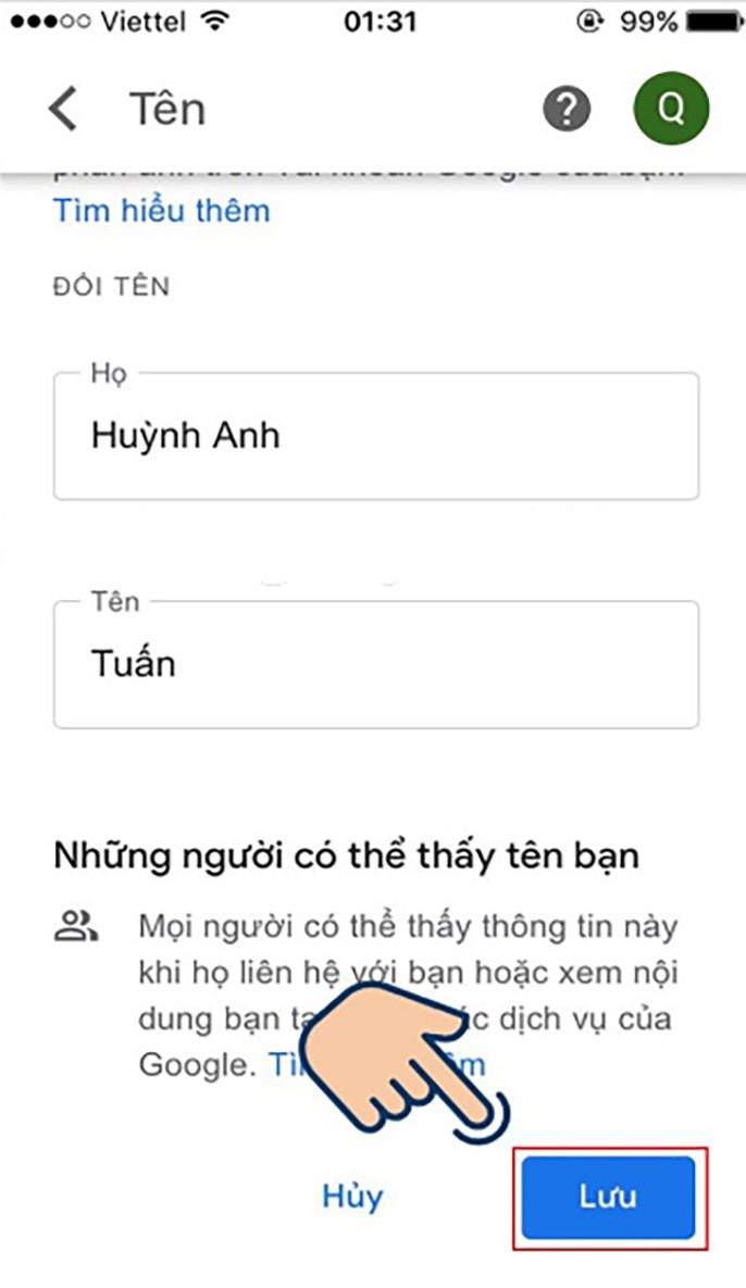 Hướng dẫn cách đổi tên gmail trên điện thoại nhanh chóng