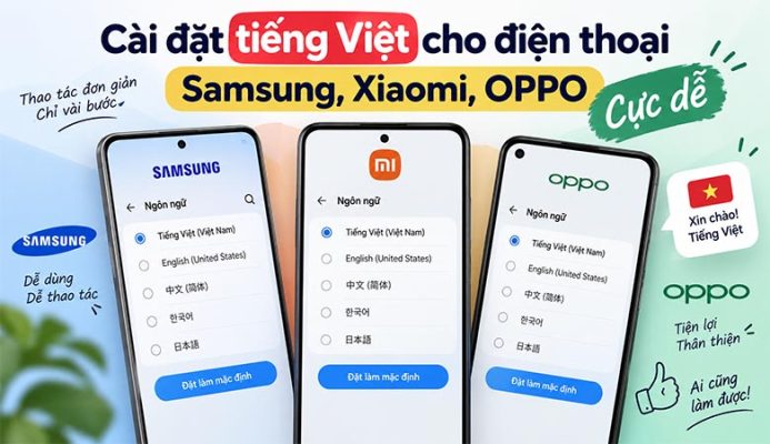 Cài đặt tiếng Việt cho điện thoại Samsung, Xiaomi, OPPO cực dễ